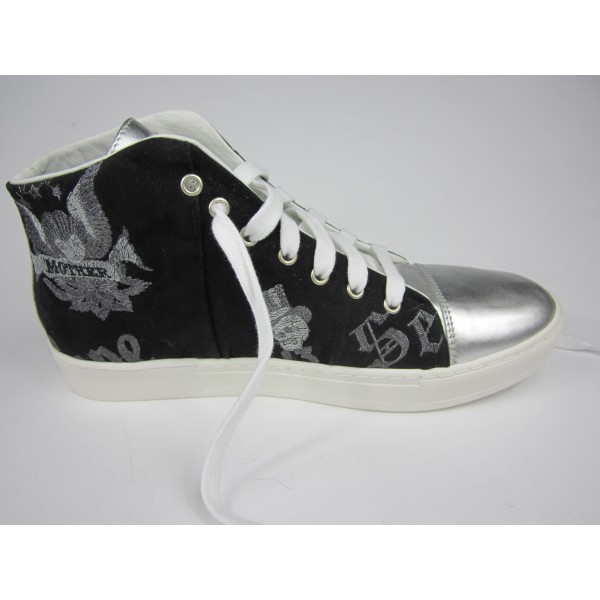 Deluxe handmade sneakers silver leather